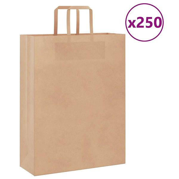 vidaXL Papiertragetaschen 250 Stk. mit Henkeln Braun 32x12x42 cm, 4101816