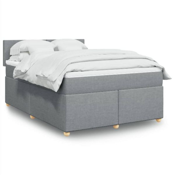 vidaXL Boxspringbett mit Matratze Hellgrau 140x190 cm Stoff, 3286668
