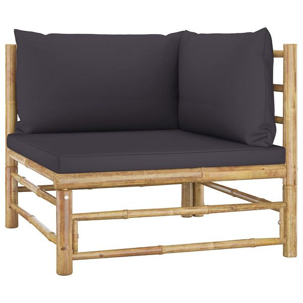 vidaXL Garten-Ecksofa mit Dunkelgrauen Kissen Bambus, 313153