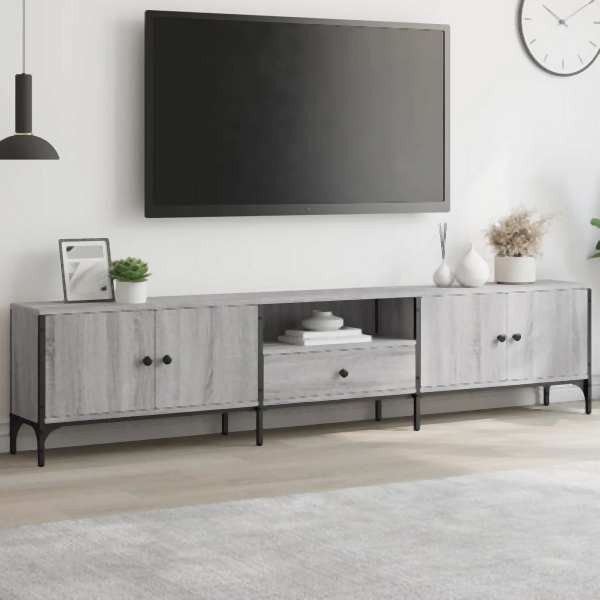 vidaXL TV-Schrank mit Schublade Grau Sonoma 200x25x44 cm Holzwerkstoff, 838991
