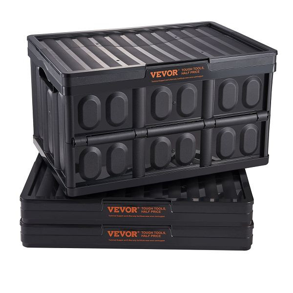 VEVOR 3er-Set 45L Profi Klappbox aus PP Transportbox mit Deckel Faltbar mit Handgriff Stapelbar für Aufbewahrung & Transport, KZDSLCWXHS45CNF3XV0