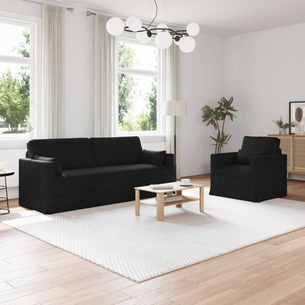 vidaXL Sofa 180cm 2 pcs Schwarz Metall, 3407583, 8721364374706