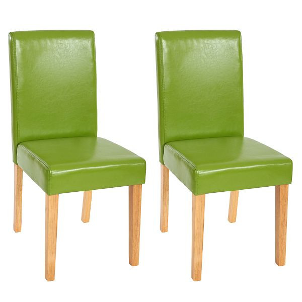 Mendler 2er-Set Esszimmerstuhl Stuhl Küchenstuhl Littau, Kunstleder, grün, helle Beine, 33686
