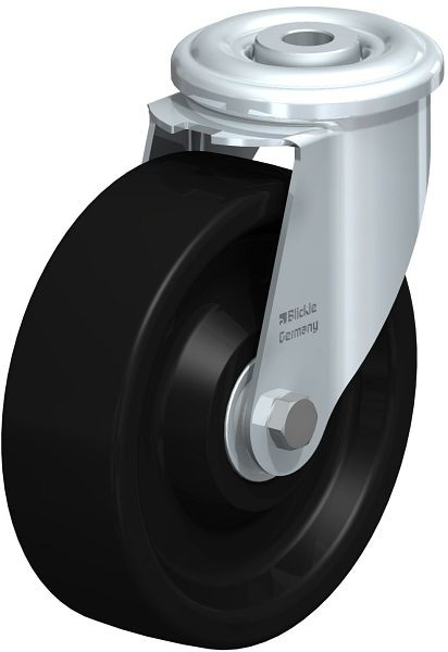 Blickle LIR-PHN 125HK Hitzebeständige Stahlblech-Lenkrolle mit Rückenloch, Phenolharz, Schwarz, 755766