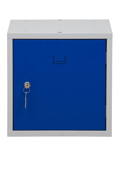 Gürkan Würfelschrank, 38 x 38 x 38 cm, Lichtgrau, Enzianblau, EU Zylinderschloss, CBL.38, 106998
