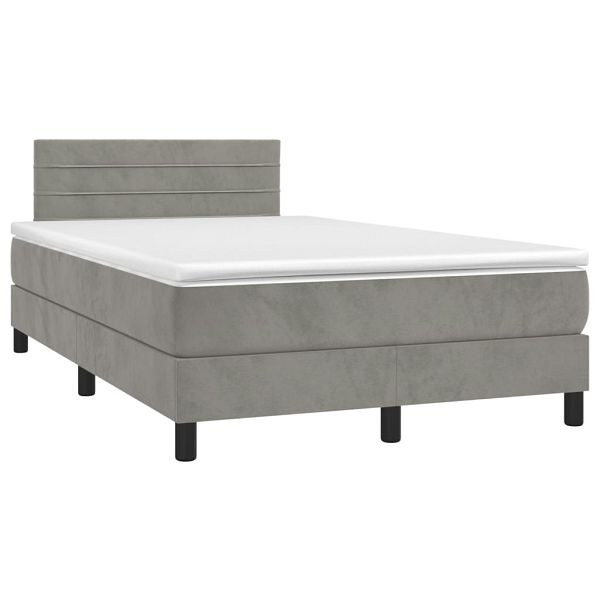vidaXL Boxspringbett mit Matratze & LED Hellgrau 120x190 cm Samt, 3270159