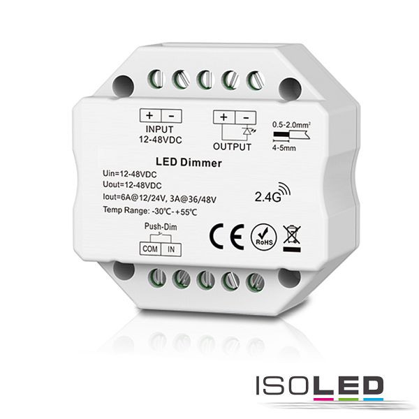 ISOLED Sys-Pro Push/Funk Mesh Multi-PWM-Dimmer, 1 Kanal, 12-24V DC 6A, 36-48V DC 3A, 114435