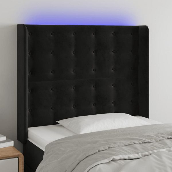 vidaXL LED Kopfteil Schwarz 93x16x118/128 cm Samt, 3124520