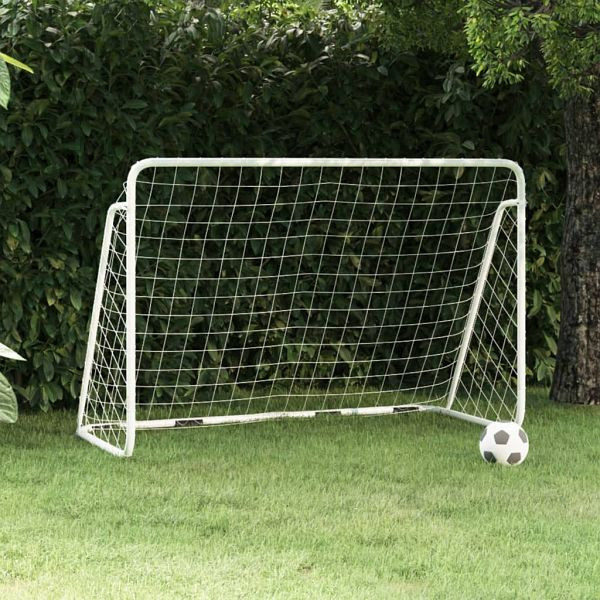 vidaXL Fußballtor mit Netz Weiß 180x90x120 cm Stahl, 93370