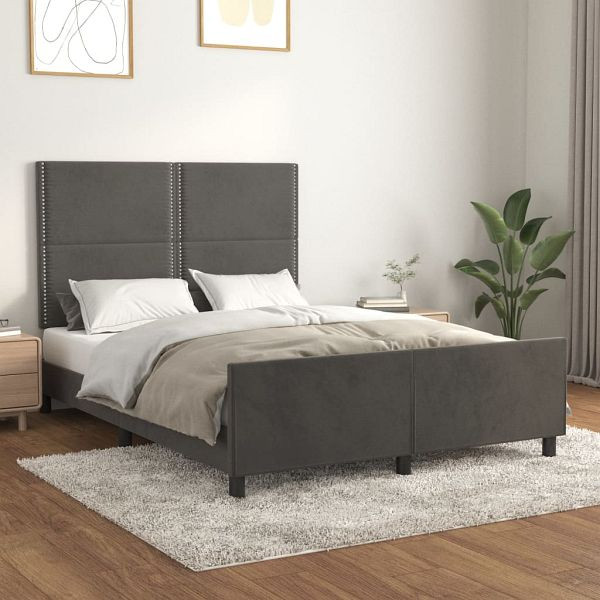 vidaXL Bettgestell mit Kopfteil Dunkelgrau 140x200 cm Samt, 3125697