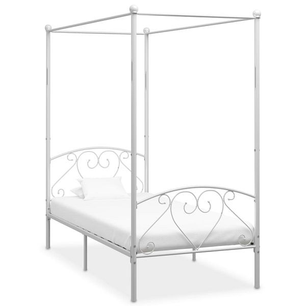 vidaXL Himmelbett-Gestell Weiß Metall 100 x 200 cm, 284427