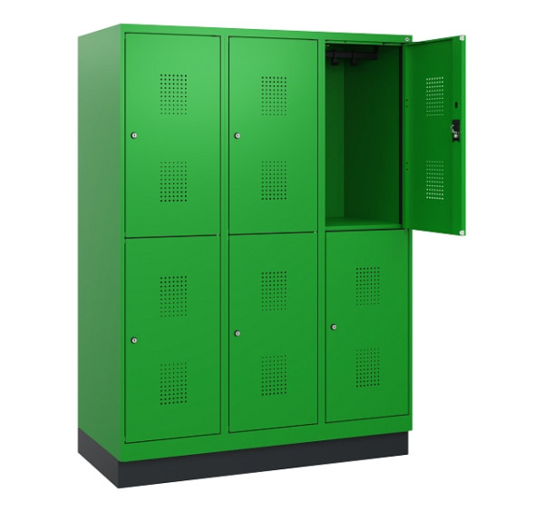 C+P Doppelstöckiger Spind Evolo PLUS, Sockel, 6 Fächer, 1630x1200x500mm, 6037/60, Zylinderschloss, 0493205-32 S10077