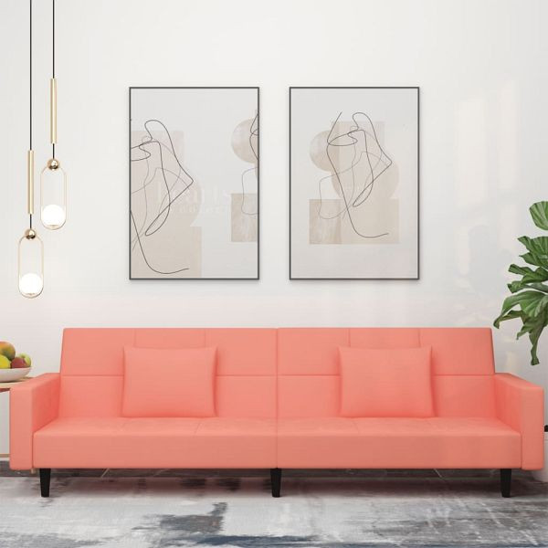 vidaXL Schlafsofa 2-Sitzer mit 2 Kissen Rosa Samt, 375819