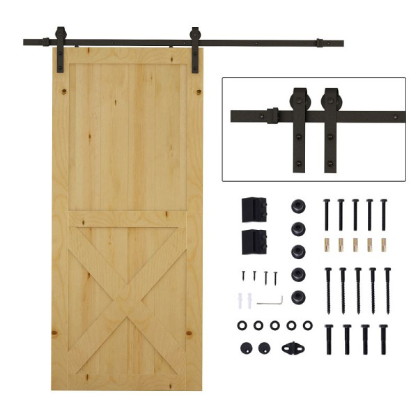 HOMCOM Gleitschienen-Bausatz für Schiebetüren, max. 100 kg Belastbarkeit, Metall, Schwarz, 2 m, B81-017