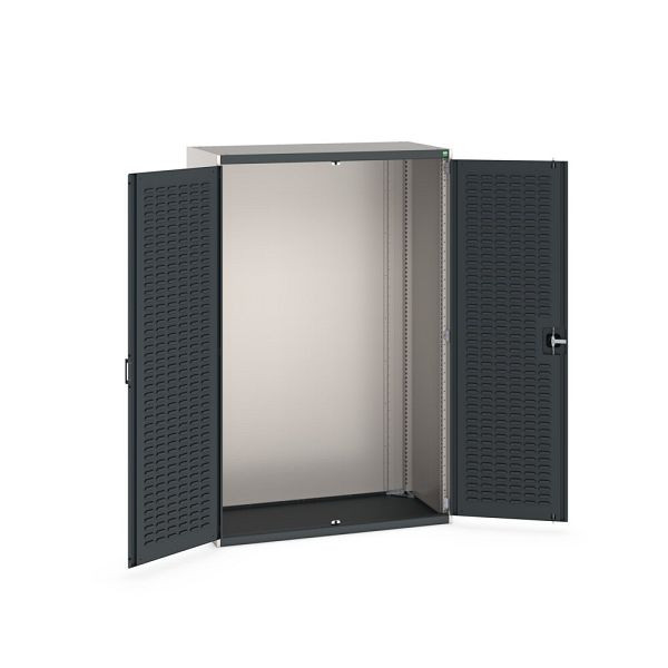 bott cubio Flügeltürschrank, mit Schlitzprägung in der Türrückseite, BxTxH: 1300x650x2000mm, RAL 7035/7016, Anthrazitgrau, 40022020.19V