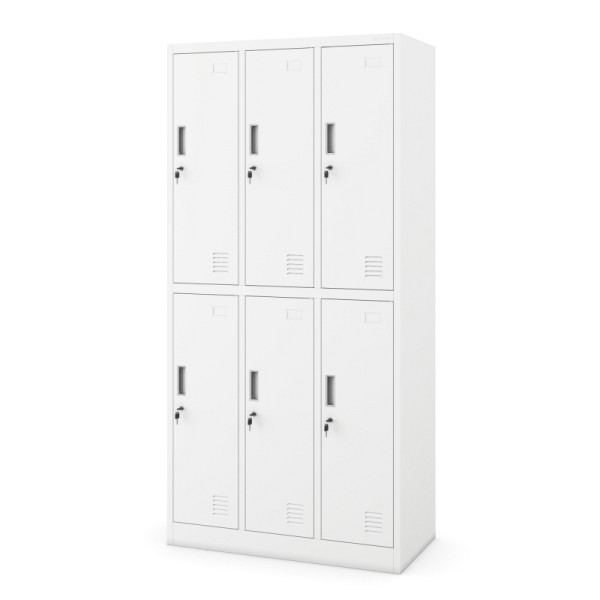 Jan Nowak Metallspind – 6-türiger Kleiderschrank IGOR, 900 x 1850 x 450 mm, weiß, 1882