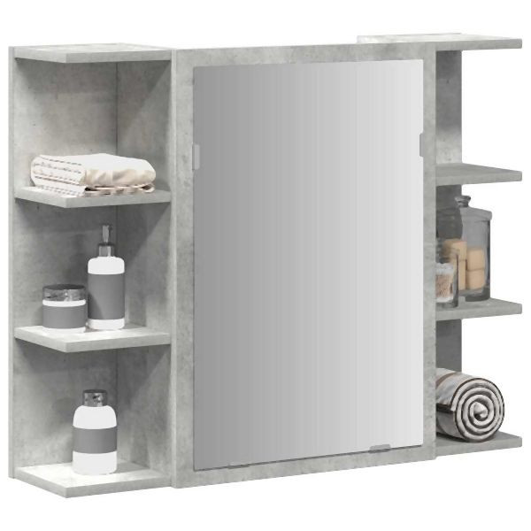 vidaXL Bad-Spiegelschrank Betongrau 80x20,5x64 cm Holzwerkstoff, 856035