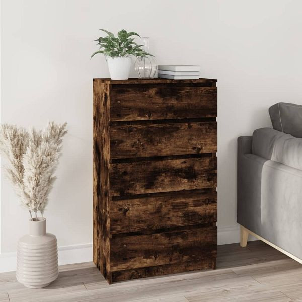 vidaXL Schubladenschrank Räuchereiche 60x36x103 cm Holzwerkstoff, 823021