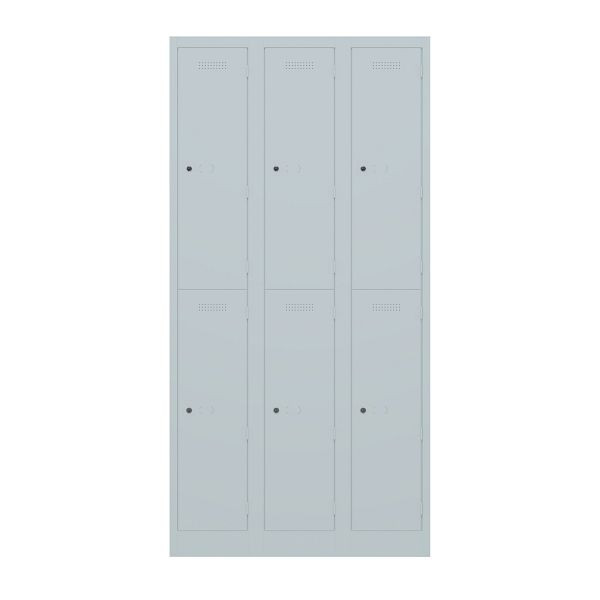 Bisley Garderobenschrank Primary Locker, 3 Abteile mit je 2 Fächern übereinander, 145 lichtgrau antibakteriell, PL3050T2145