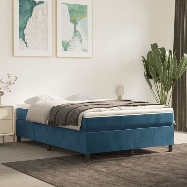 vidaXL Bettgestell Dunkelblau 140x190 cm Samt, Polyester, 3121118