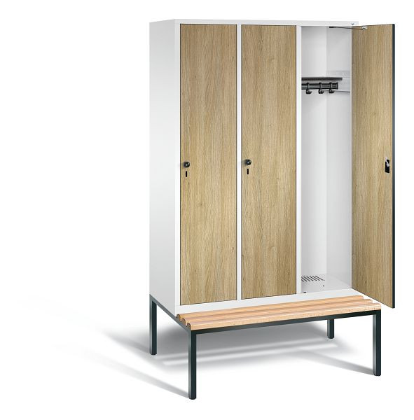 C+P Garderobenschrank Evolo, H2090xB1200xT815mm, Farbe: Verkehrsweiß / Dekor Eiche Sereno, 48050-32 S10352