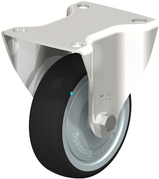 Blickle BX-PATH 100KD-FK Edelstahl-Bockrolle mit Anschraubplatte, Thermoplastisches Polyurethan, Grau, 847088
