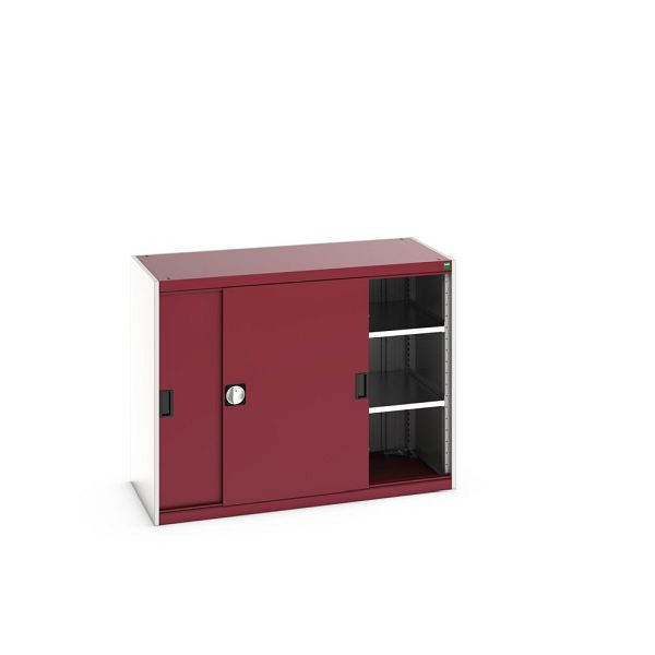 bott cubio Schiebetürenschrank bestückt, mit 2 Fachböden, BxTxH: 1300x650x1000mm, Purpurrot, 40022062.24V