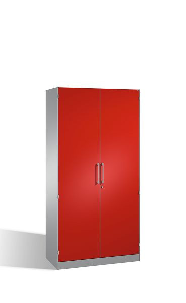 C+P Flügeltürenschrank Asisto, H1980xB1000xT435mm, Farbe: Weißaluminium / Rubinrot, Bügelgriff, 5 OH, 141002-000 S10271