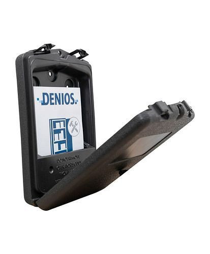 DENIOS Dokumentenbox aus Kunststoff (PE), schwarz, Öffnung vorne, für A5 Dokumente, 303315