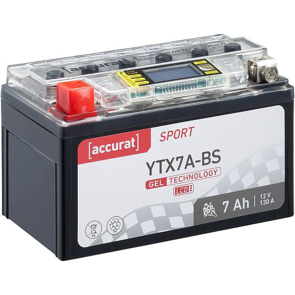 Accurat Sport GEL LCD YTX7A-BS Motorradbatterie 7Ah 12V 130A, MBG-LCD-YTX7A