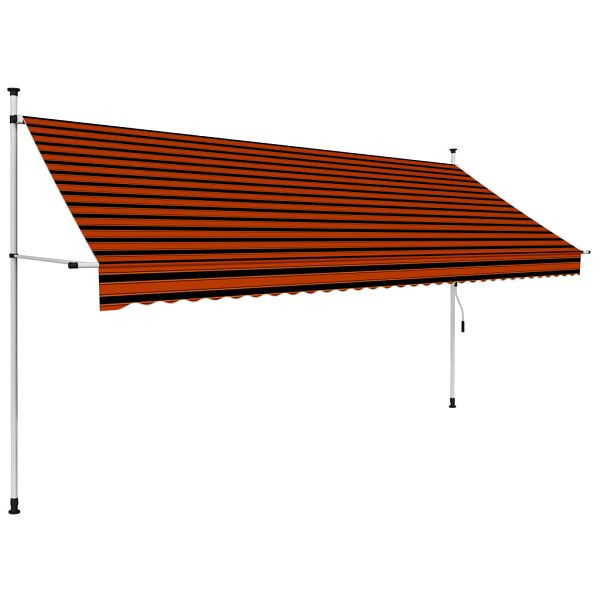 vidaXL Einziehbare Markise Handbetrieben 350 cm Orange und Braun, 145839