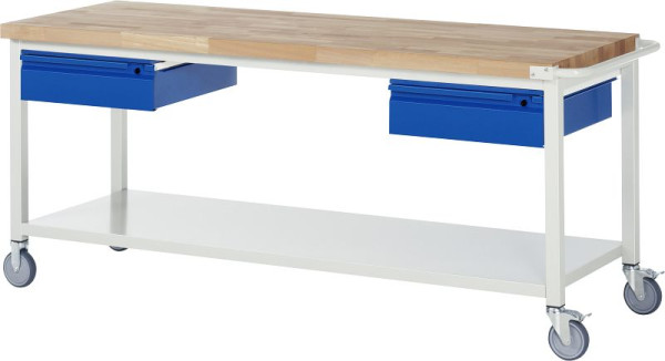 RAU Fahrbare Werkbank 8002I6, B2000xT700xH880mm, Ablageboden Metall, 2xSchublade-TA, 05-8002I6-207R4S.11