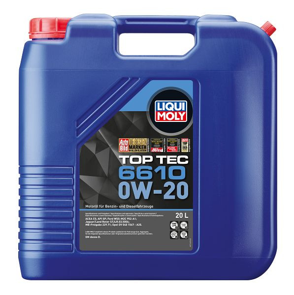 LIQUI MOLY Motoröl Top Tec 6610 0W-20, Kanister Kunststoff, VE: 20 Liter, 21663