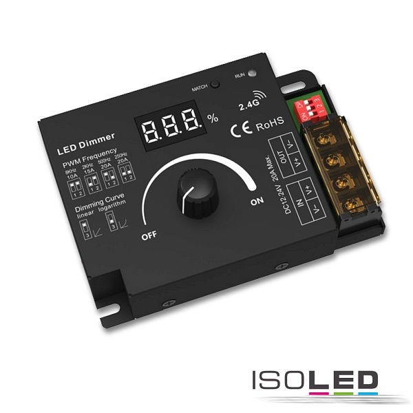 ISOLED Sys-Pro Dreh/Funk Mesh Multi-PWM-Dimmer, 1 Kanal, 12-24V DC 10-20A, 36-48V DC 15A, 114434