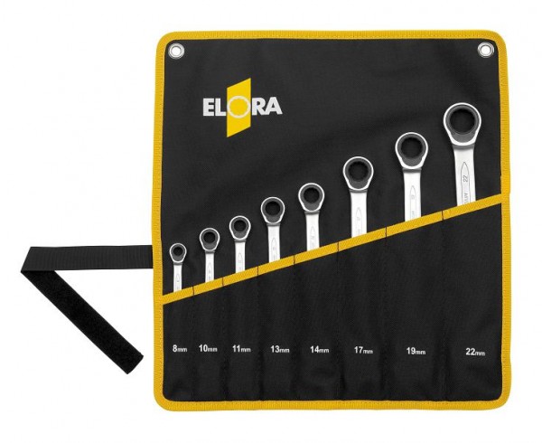 ELORA Satz-Maulschlüssel mit Ringratschen, 8-teilig 8-22 mm, ELORA 204S-8MT, 0204500081005