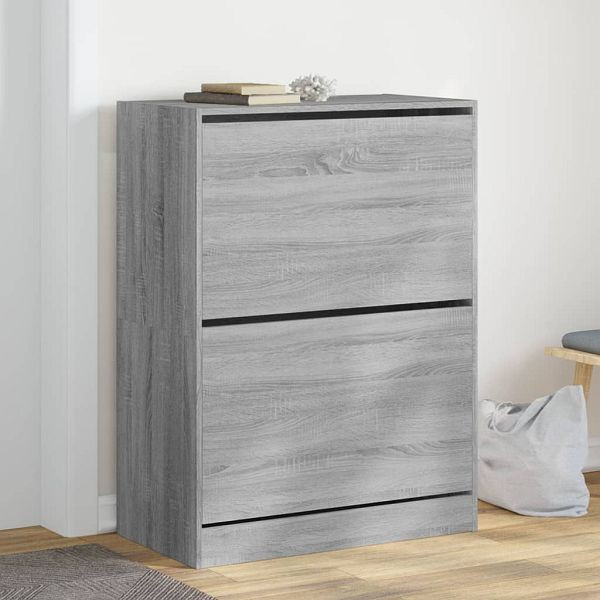 vidaXL Schuhschrank mit 2 Klappen Grau Sonoma 80x42x108 cm, 3214404
