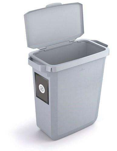 VAR Wertstoffsammler aus Polyethylen (PE), 60 Liter, grau, grauer Klappdeckel, mit Info-Rahmen, 311655