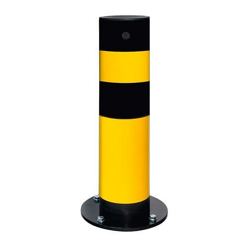 Moravia Rammschutz-Poller gelb kunststoffbeschichtet, schwarze Streifen, rückfedernd, Ø: 159 mm, 311078