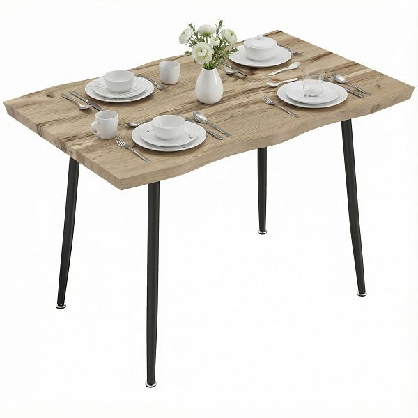 HOMCOM Esstisch für 4 Personen, 110 cm Nordischer Rechteckiger Küchentisch mit Stahlbeinen für Wohnzimmer und Esszimmer, Eiche, 83A-333V00AK