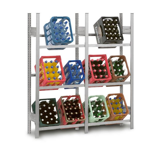 hofe Getränkekisten-Grundregal, 1750x300x500 mm, 3 Ebenen, für 3 Getränkekisten, verzinkt, 100 kg Fachlast, 300 kg Feldlast, HZG17305GK