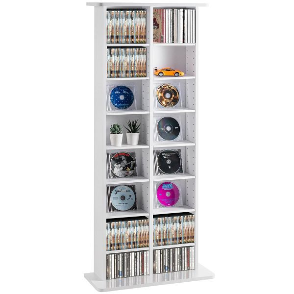 VEVOR Medien-Aufbewahrungsschrank 8 Ebenen Verstellbare DVD-Regale 464 CDs Weiß, DVDCDCCJKFS1YOOIZV0
