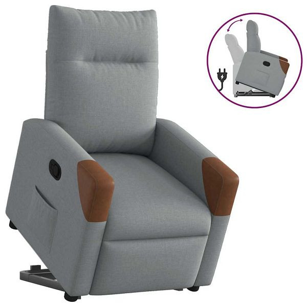 vidaXL Relaxsessel mit Aufstehhilfe Hellgrau Stoff, 3324006