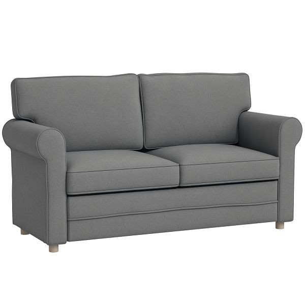 HOMCOM 2-Sitzer-Sofa, Kompakte Wohnzimmercouch, Stoff in Leinenoptik, weiche Sitzkissen, Stahlrahmen, Dunkelgrau, 839-731V00CG