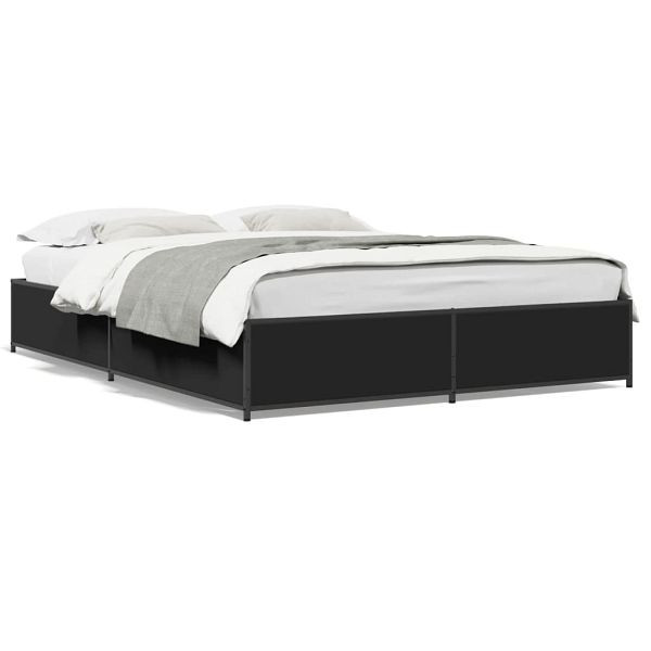 vidaXL Bettgestell Schwarz 120x200 cm Holzwerkstoff und Metall, 3279847