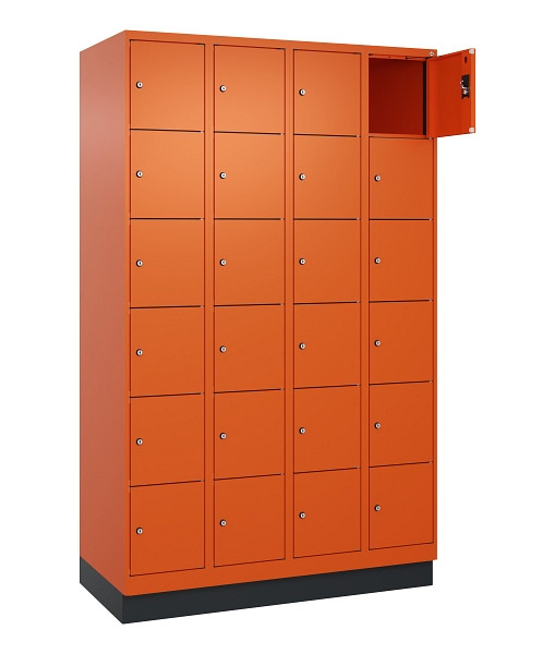C+P Schließfachschrank Evolo PLUS, mit Sockel, 24 Fächer, 1950x1200x500mm, 2004/2004 Reinorange, 049020-406 S10023