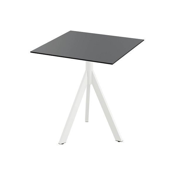 Feros Infinity Tripod Terrassentisch Weiß frame + Schwarz HPL Tischplatte 70x70 cm, 140021077