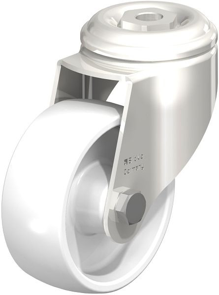 Blickle LKRXA-PO 80G-11 Edelstahl-Apparate-Lenkrolle mit Rückenloch, Polyamid, Weiß, 758426