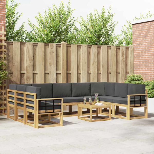 vidaXL Outdoor-Sofagarnitur 10-teilig Weiß und Anthrazit 59 x 59 x 37 cm, 3388266
