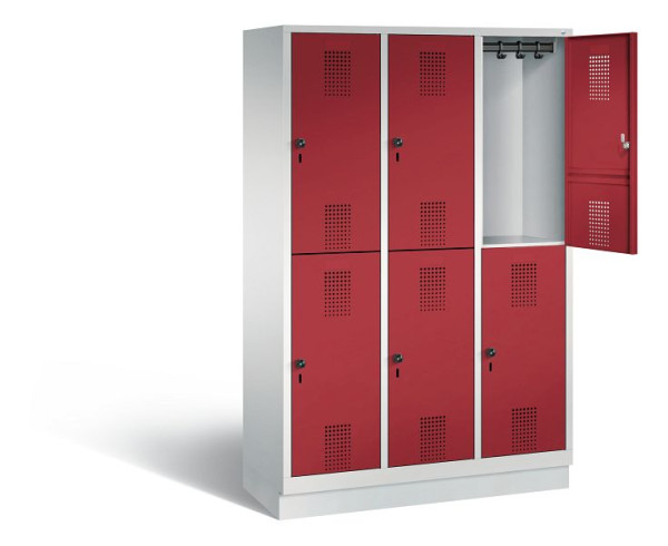 C+P Spind doppelstöckig Evolo, H1800xB1200xT500mm, Farbe: Lichtgrau / Rubinrot, 48320-32 S10031