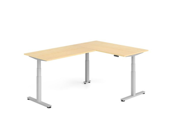 Hammerbacher Sitz-Steh-Winkeltisch 240x160cm Ahorn/Silber, VXDSMW1616/3/S